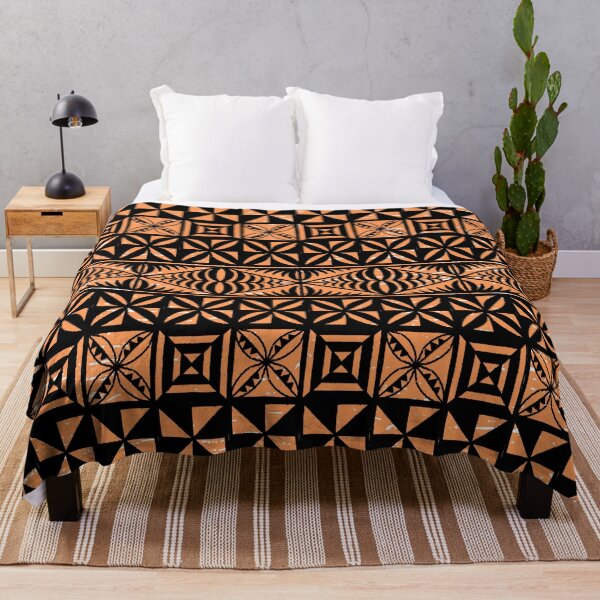 Item preview, Ngatu Tokelau Feletoa Manulua Tongan Traditional Polynesian Orange Pattern designed and sold by InkKiai.