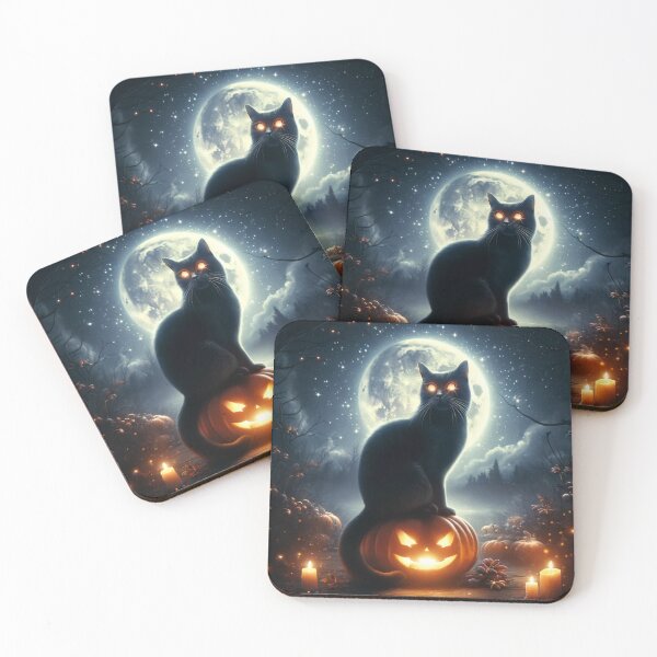 Item preview, Black Cat and Full Moon designed and sold by Estamp-you.