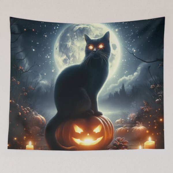 Item preview, Black Cat and Full Moon designed and sold by Estamp-you.