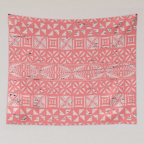 Item preview, Ngatu Tokelau Feletoa Manulua Patrón Rosa Polinesio Tradicional Tongano designed and sold by InkKiai.