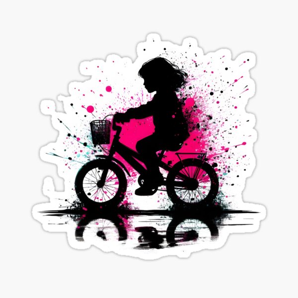 Item preview, Riding Bicycle Pink Splash Color Art Kids designed and sold by Splashes of Fun ..