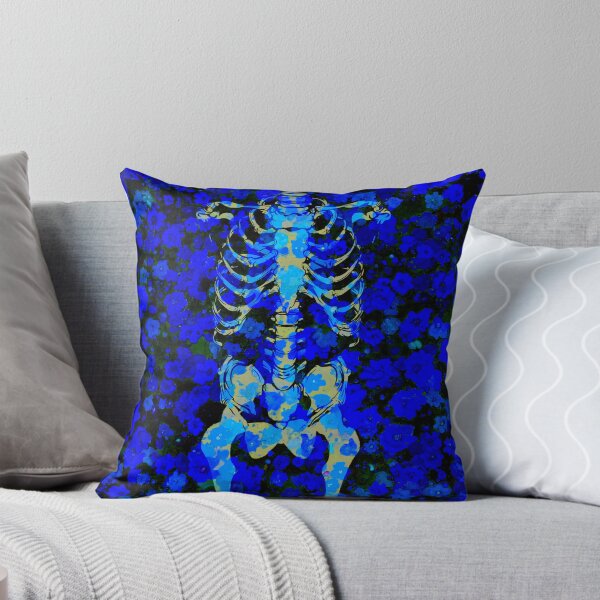 Item preview, Blue flower pattern with skeleton  designed and sold by SueKnox.