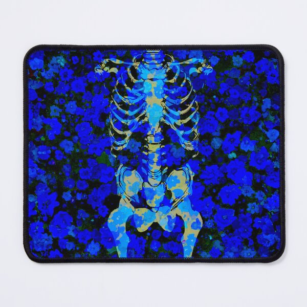 Item preview, Blue flower pattern with skeleton designed and sold by SueKnox.