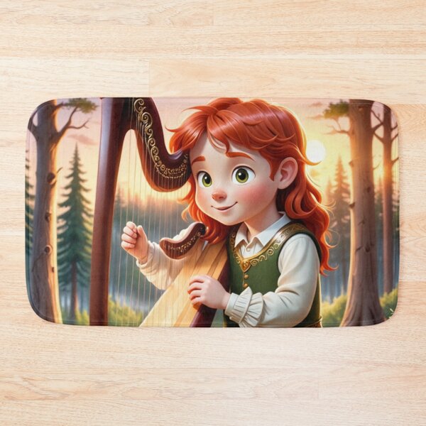 Item preview, A boy plays the medieval harp designed and sold by Artbellachi.