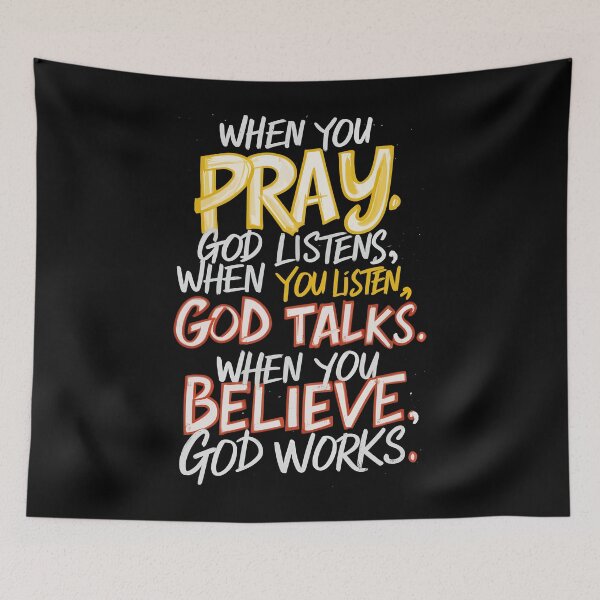 Item preview, When You Pray God Listens Christian Faith designed and sold by Quirky Shirts.