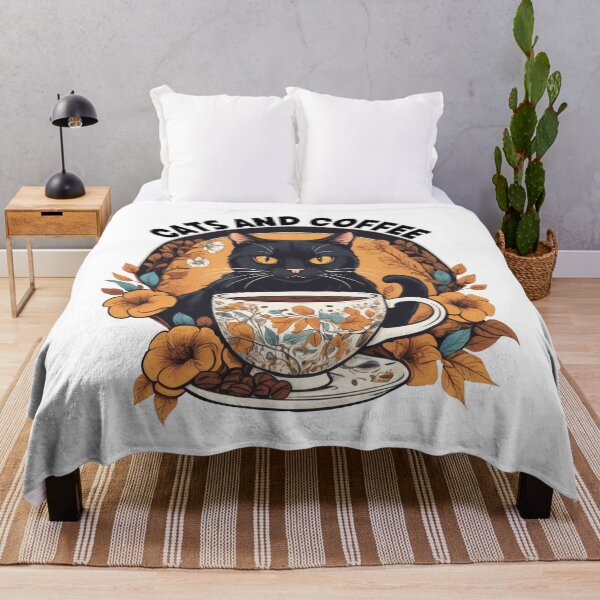 Item preview, Cats And Coffee, Floral Watercolor, Cat Lover designed and sold by Porcupine Tees ⭐⭐⭐⭐⭐.
