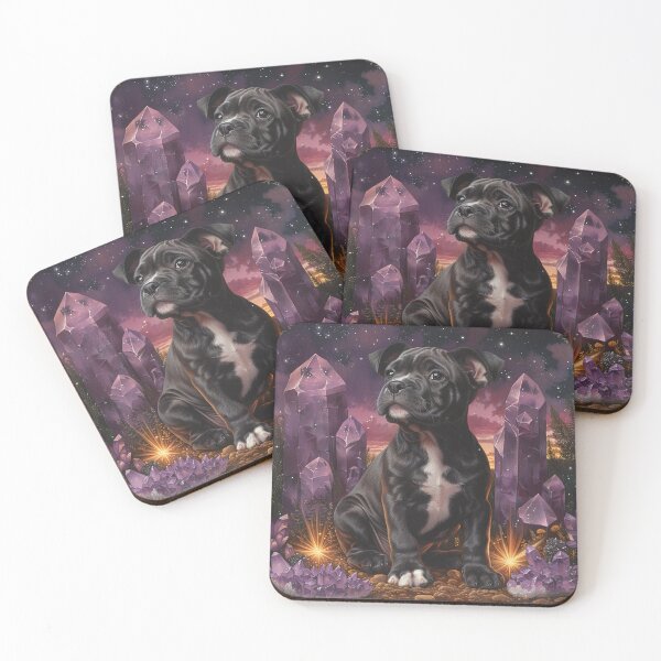 Item preview, Staffy amidst Crystals designed and sold by Nocturne  Paws.