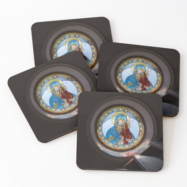 Item preview, Glorious Stained Glass Window with Virgin Mary Holding Baby Jesus designed and sold by Georgia Mizuleva.