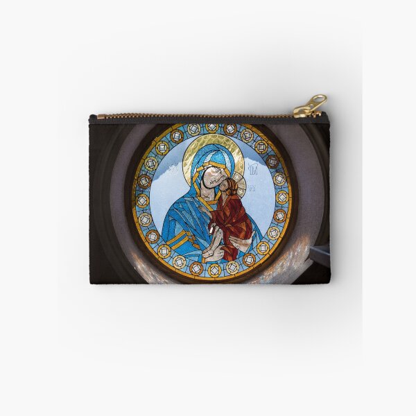 Item preview, Glorious Stained Glass Window with Virgin Mary Holding Baby Jesus designed and sold by Georgia Mizuleva.