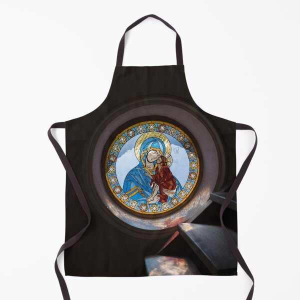 Item preview, Glorious Stained Glass Window with Virgin Mary Holding Baby Jesus designed and sold by Georgia Mizuleva.