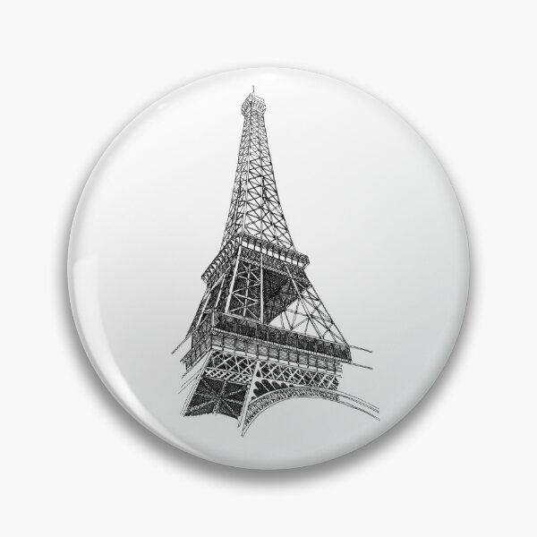 Item preview, Eiffel Tower Paris hand drawing architecture black and white monochrome sketch architectural drawing designed and sold by junyangcaidraw.