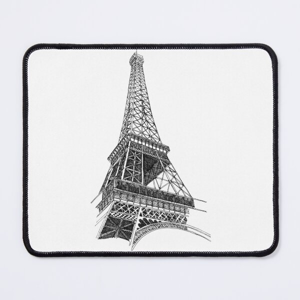 Item preview, Eiffel Tower Paris hand drawing architecture black and white monochrome sketch architectural drawing designed and sold by junyangcaidraw.