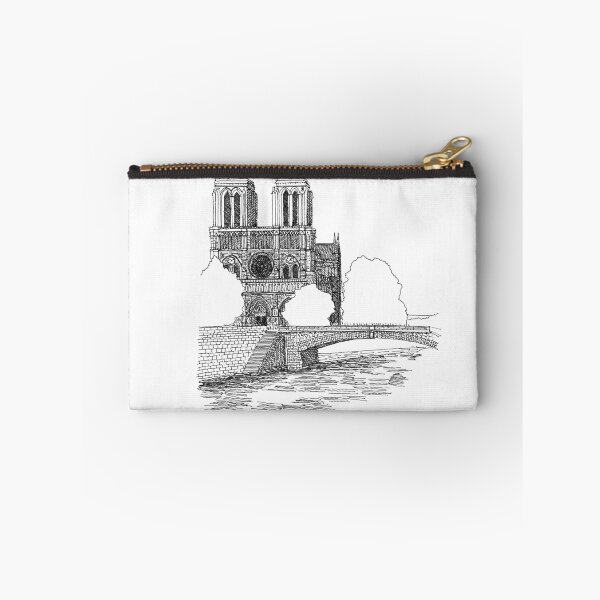 Item preview, Notre Dame de Paris hand drawing architecture black and white monochrome sketch architectural drawing designed and sold by junyangcaidraw.