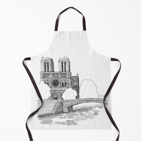Item preview, Notre Dame de Paris hand drawing architecture black and white monochrome sketch architectural drawing designed and sold by junyangcaidraw.