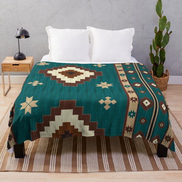 Item preview, Geometric Navajo Inspired Rug Pattern with green and brown yellow Motifs designed and sold by Opart Srinok.