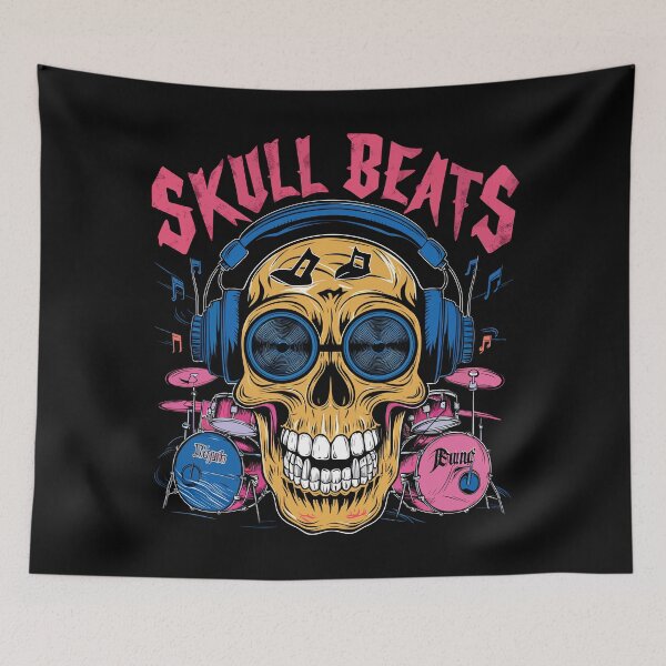Item preview, Skull Beats Rock Enthusiasts Cartoon designed and sold by Quirky Shirts.