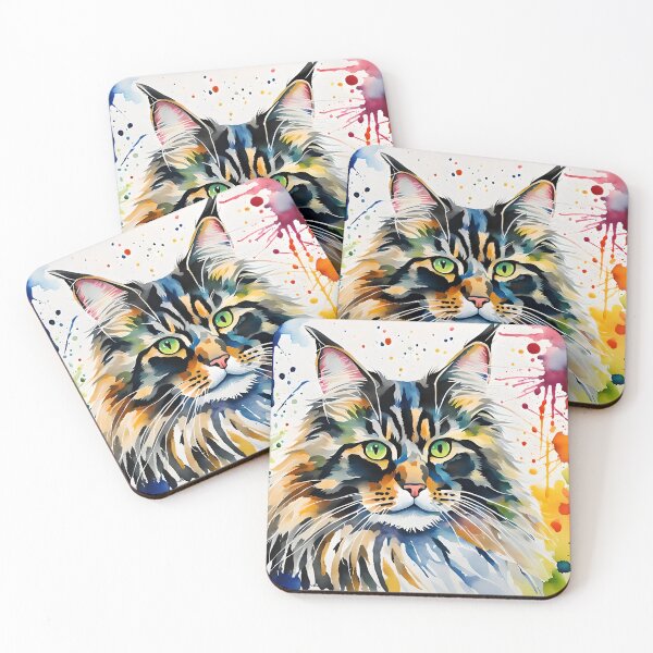 Item preview, 'Norwegian Forest Cat' watercolour style pet portrait designed and sold by Country-Artist.