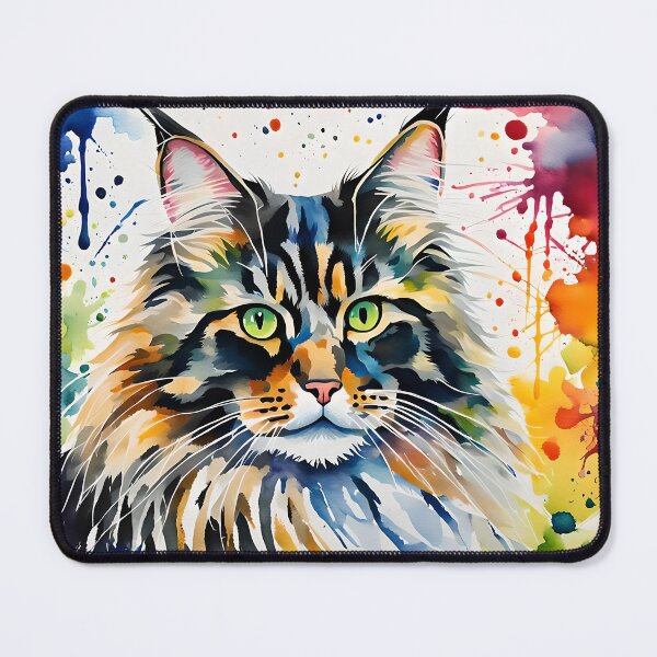 Item preview, 'Norwegian Forest Cat' watercolour style pet portrait designed and sold by Country-Artist.