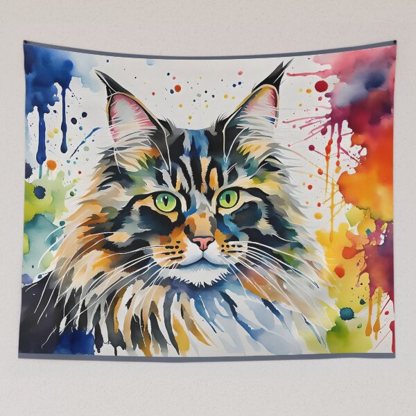 Item preview, 'Norwegian Forest Cat' watercolour style pet portrait designed and sold by Country-Artist.