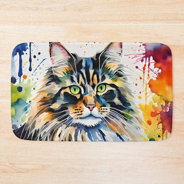 Item preview, 'Norwegian Forest Cat' watercolour style pet portrait designed and sold by Country-Artist.