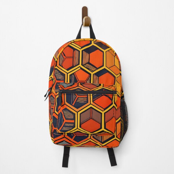 Item preview, Hexagon Mesh: Dark, two-tone orange black seamless patterns designed and sold by BlackCatspet1.