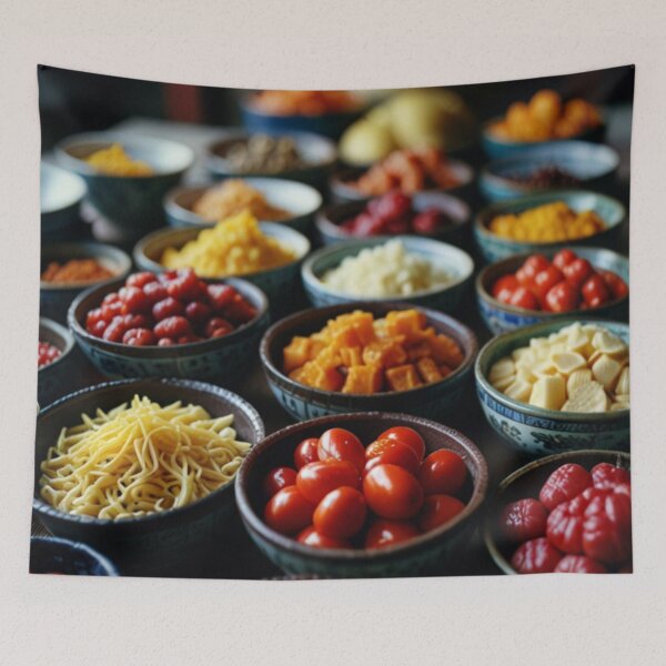 Item preview, Kitchen side delicacy around the world food wallpaper designed and sold by mikaws.