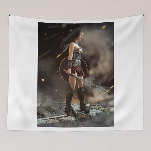Item preview, Female warrior looking on after a battle with sword and shield in hand .  designed and sold by DigitalStorm.