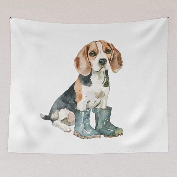 Artikelvorschau, Aquarell Illustration Beagle in Gummistiefeln entworfen und verkauft von kuralesya.