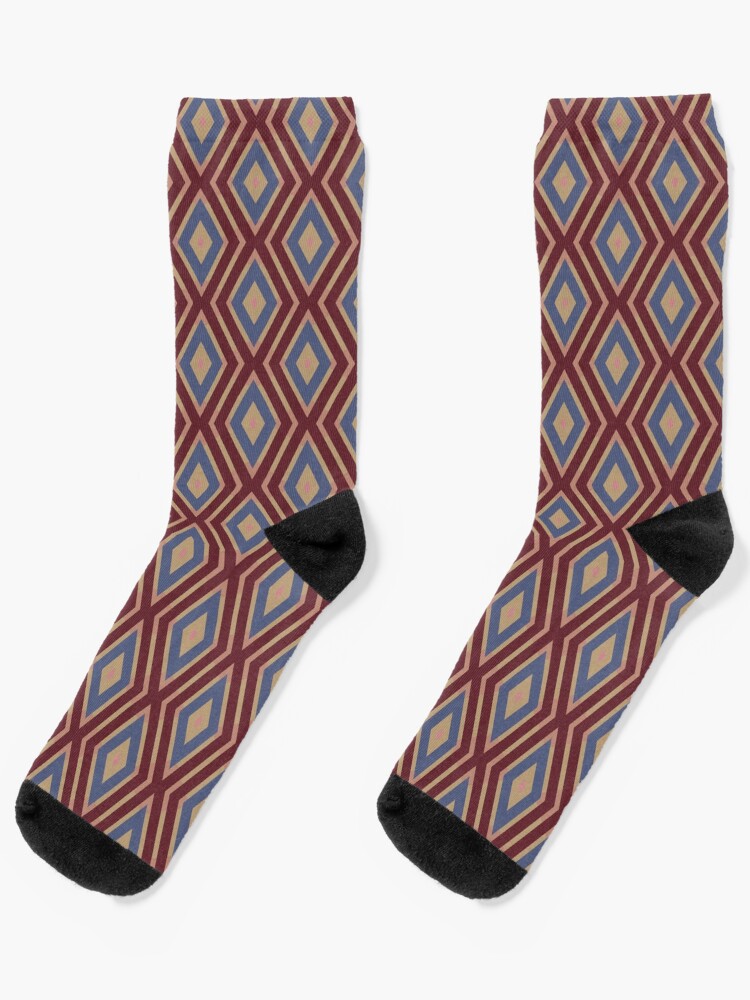 Socks, Geometric Royal Circle Colorful Diamonds And Zigzags designed and sold by Triplicate Limited