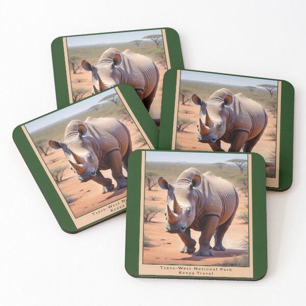 Item preview, Tsavo-West National Park Kenya, 1950 style poster - Black Rhino designed and sold by Museum Of Non-Existing Art.