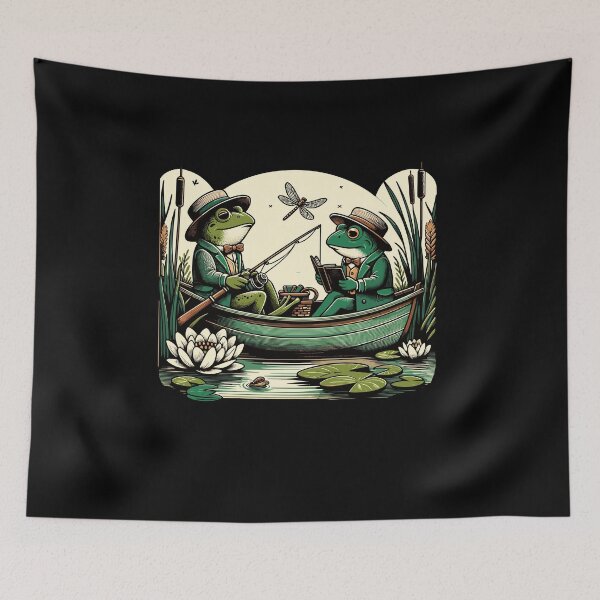 Item preview, Cottagecore Aesthetic Frog Vintage Toad Fishing designed and sold by Dressed For  Duty.