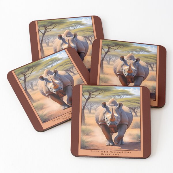 Item preview, Tsavo-West National Park Kenya, 1950 style poster - Black Rhino 2 designed and sold by Museum Of Non-Existing Art.