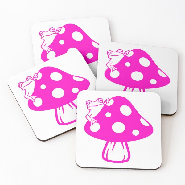Item preview, pink Cute frog on mushroom designed and sold by EmeraldeaArt.