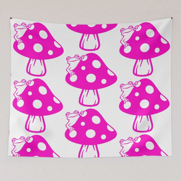 Item preview, pink Cute frog on mushroom designed and sold by EmeraldeaArt.