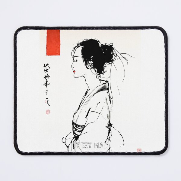 Item preview, a Japanese woman calligraphy style, painting or sketch  with white background DESIGN by TEEZY MALL. designed and sold by TEEZYMall7.
