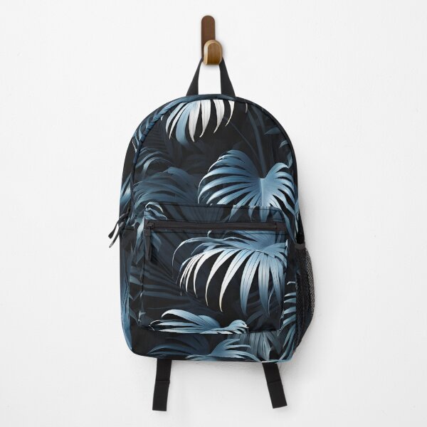 Item preview, Abstract blue green palm leaves on black flat lay background designed and sold by icemanphotos.