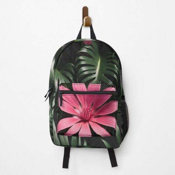 Item preview, Natural relaxing green palm leaves and pink hibiscus flower designed and sold by icemanphotos.
