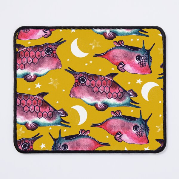 Item preview, Boxfish, Pink on mustard background designed and sold by Alex  Blud.
