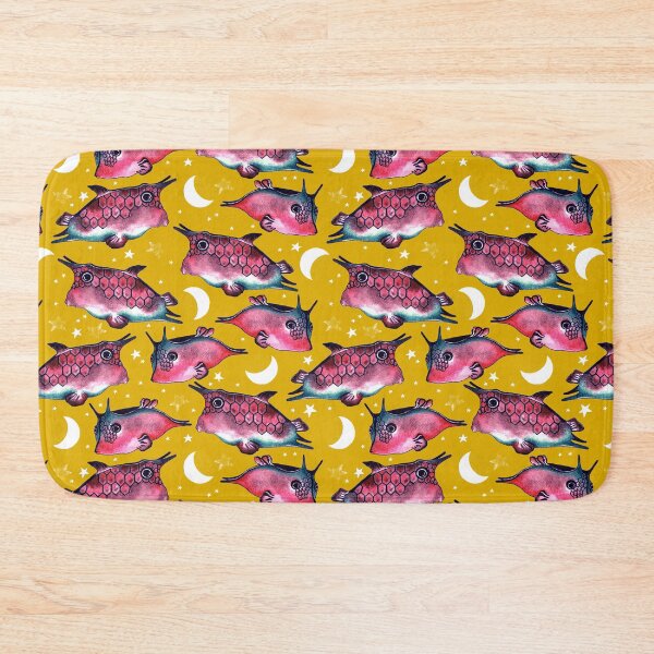 Item preview, Boxfish, Pink on mustard background designed and sold by Alex  Blud.