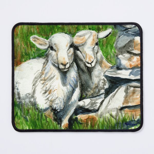Item preview, Two lambs on the way down from Tre'r Ceiri, on the Llyn Peninsula, North Wales designed and sold by LymphomaLass.