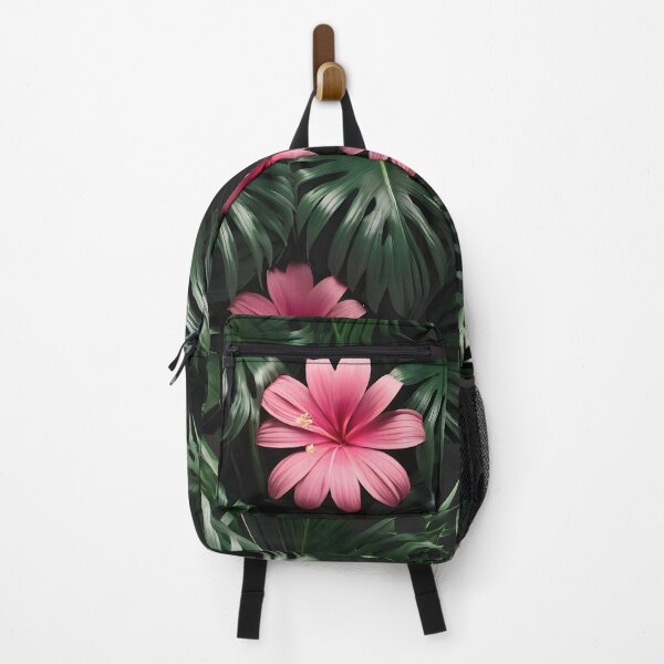Item preview, Natural relaxing green palm leaves and pink hibiscus flowers designed and sold by icemanphotos.