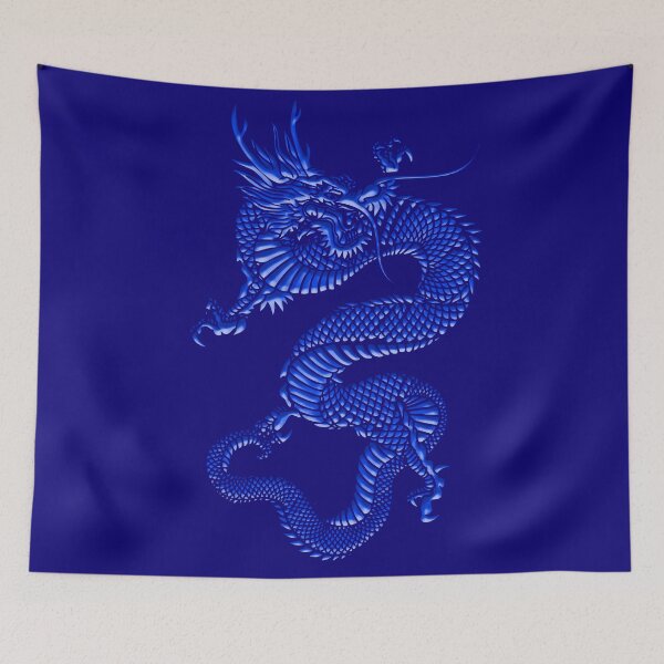 Item preview, Blue embossed metal dragon 2024 designed and sold by SueKnox.