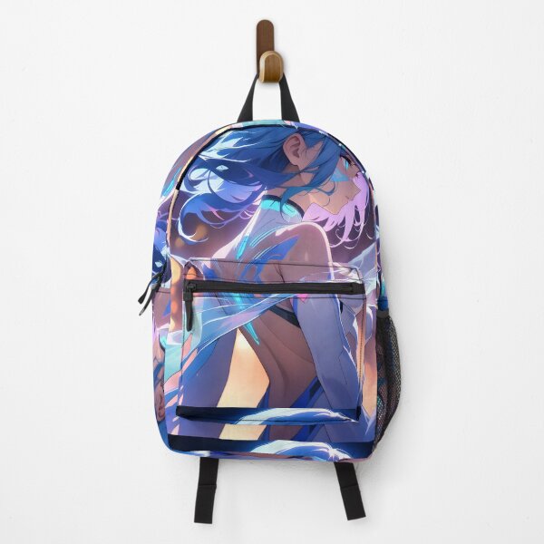 Item preview, Futuristic Anime Girl with Blue Butterfly Wings designed and sold by ByteyCreatives.