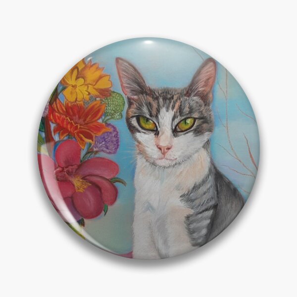 Item preview, A Portrait of the Cat Rocket with Flowers designed and sold by MariaSibireva.