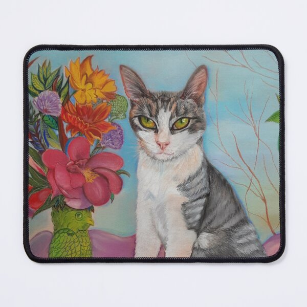 Item preview, A Portrait of the Cat Rocket with Flowers designed and sold by MariaSibireva.
