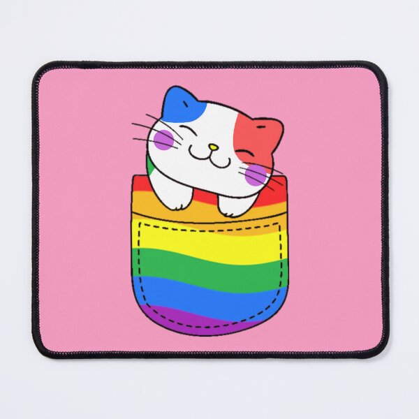 Item preview, Rainbow Pride Cat in Faux Pocket designed and sold by everything4eva.