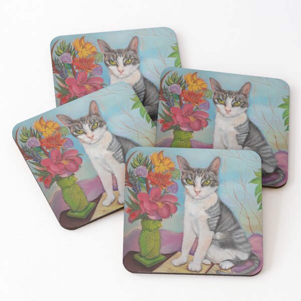 Item preview, A Portrait of the Cat Rocket with Flowers designed and sold by MariaSibireva.