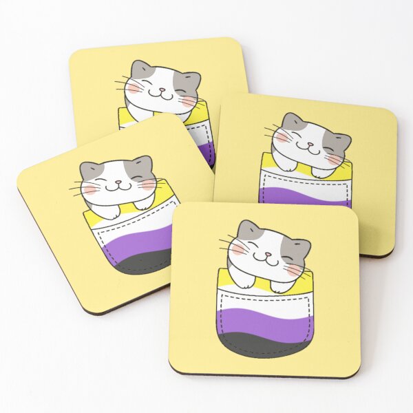 Item preview, Gato del orgullo no binario en bolsillo falso designed and sold by everything4eva.