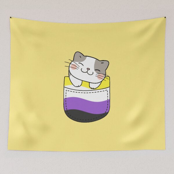 Item preview, Gato del orgullo no binario en bolsillo falso designed and sold by everything4eva.
