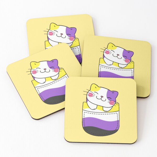 Item preview, Gato del orgullo no binario en bolsillo falso designed and sold by everything4eva.